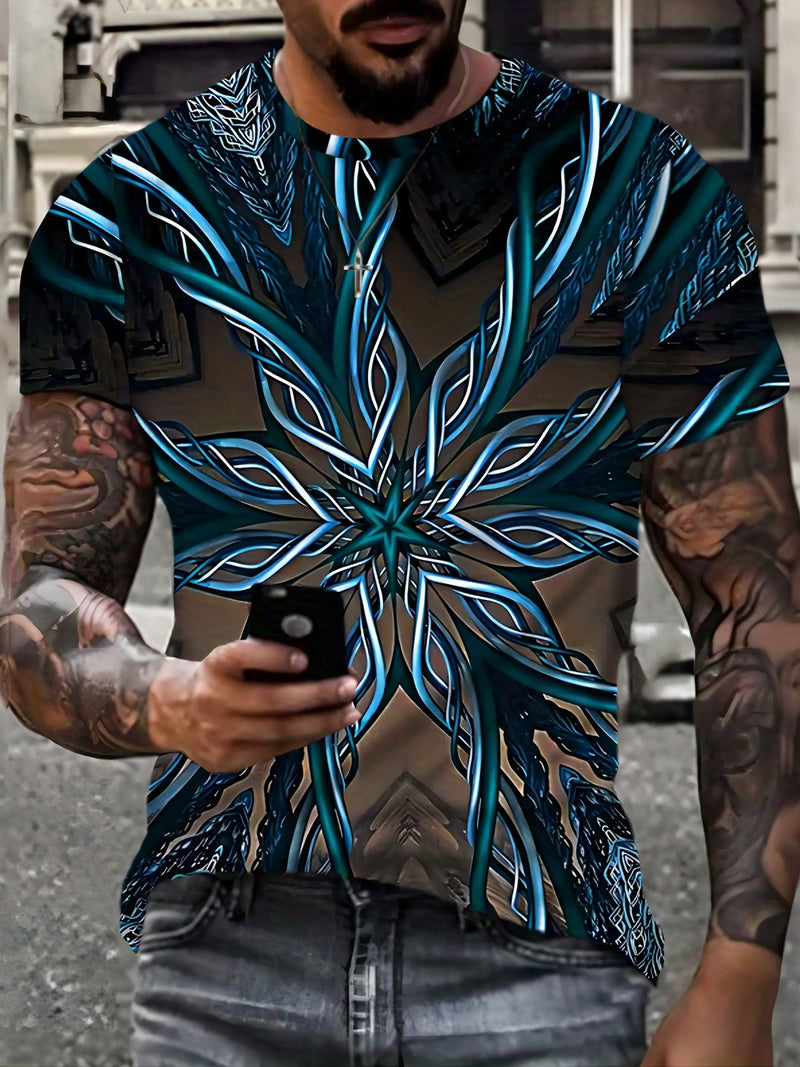 Camiseta de moda con estampado de vid de metal en 3D para hombre, remera gráfica informal para acondicionamiento muscular y comodidad de ajuste delgado, playera de manga corta para trajes de verano y pijamas novedosas - SACASUSA