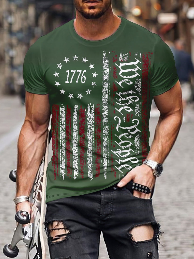 Camiseta de Orgullo Americano para Hombre: Tejido Duradero, Cuello Redondo, Ajuste Flexible - Casual a Pijama - SACASUSA