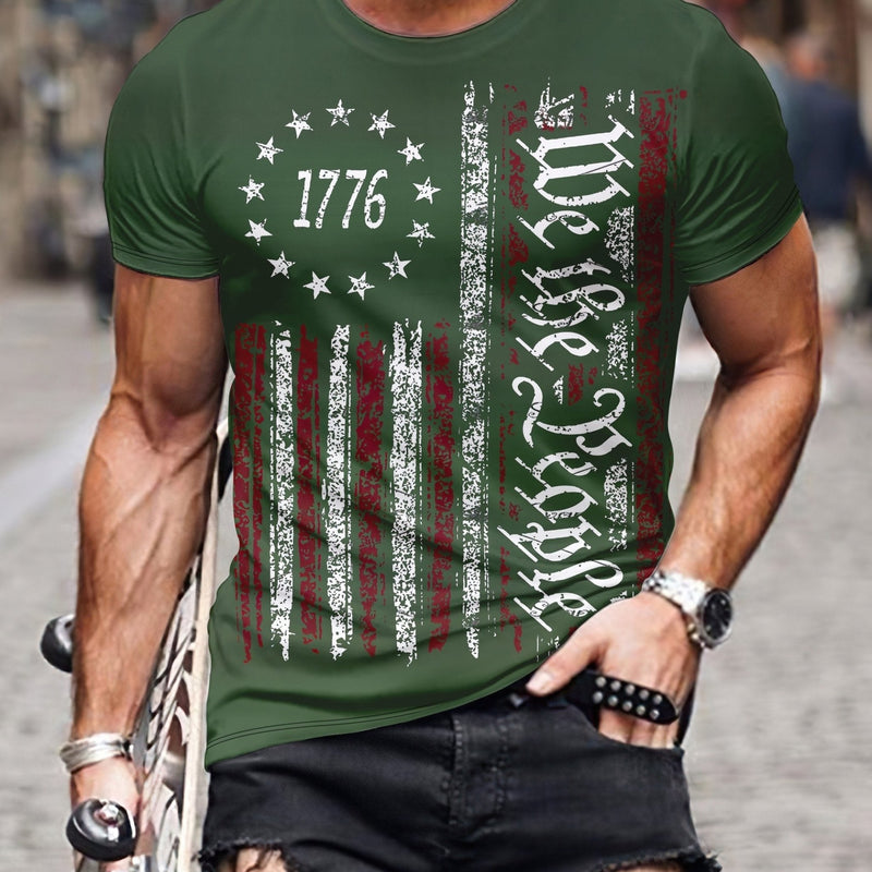 Camiseta de Orgullo Americano para Hombre: Tejido Duradero, Cuello Redondo, Ajuste Flexible - Casual a Pijama - SACASUSA