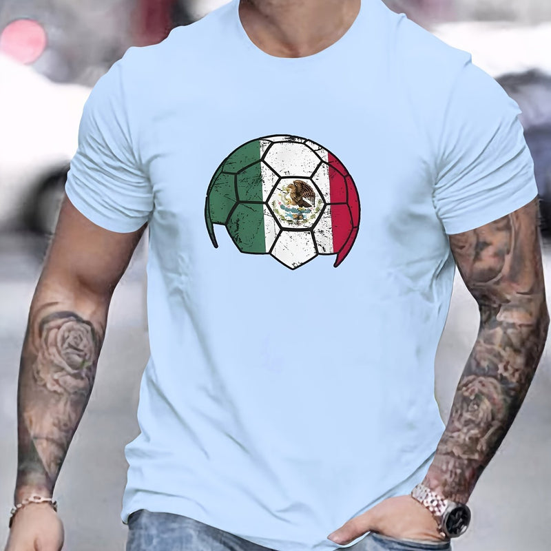 Camiseta Estampada De Fútbol Mexicano, Camisetas Para Hombres, Camiseta Casual De Manga Corta Para El Verano - SACASUSA