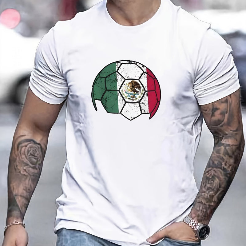 Camiseta Estampada De Fútbol Mexicano, Camisetas Para Hombres, Camiseta Casual De Manga Corta Para El Verano - SACASUSA