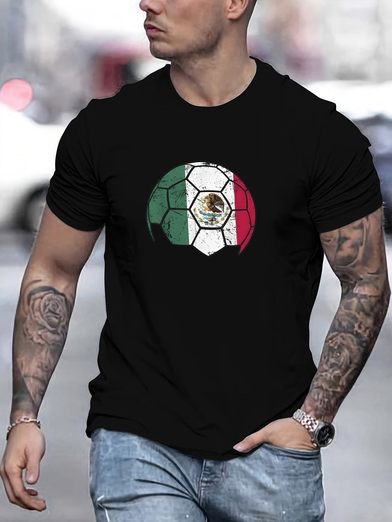 Camiseta Estampada De Fútbol Mexicano, Camisetas Para Hombres, Camiseta Casual De Manga Corta Para El Verano - SACASUSA