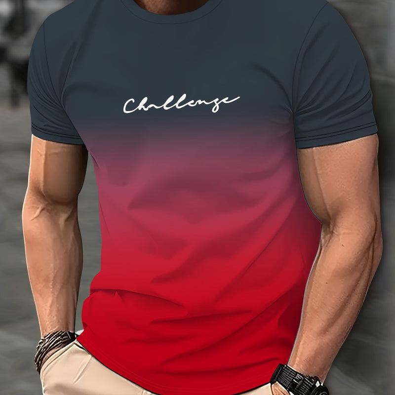 Camiseta Gráfica Casual para Hombre - Tejido de Mediana Elasticidad, Duradero con Estampado Estilizado Degradado y Cuello Redondo - SACASUSA