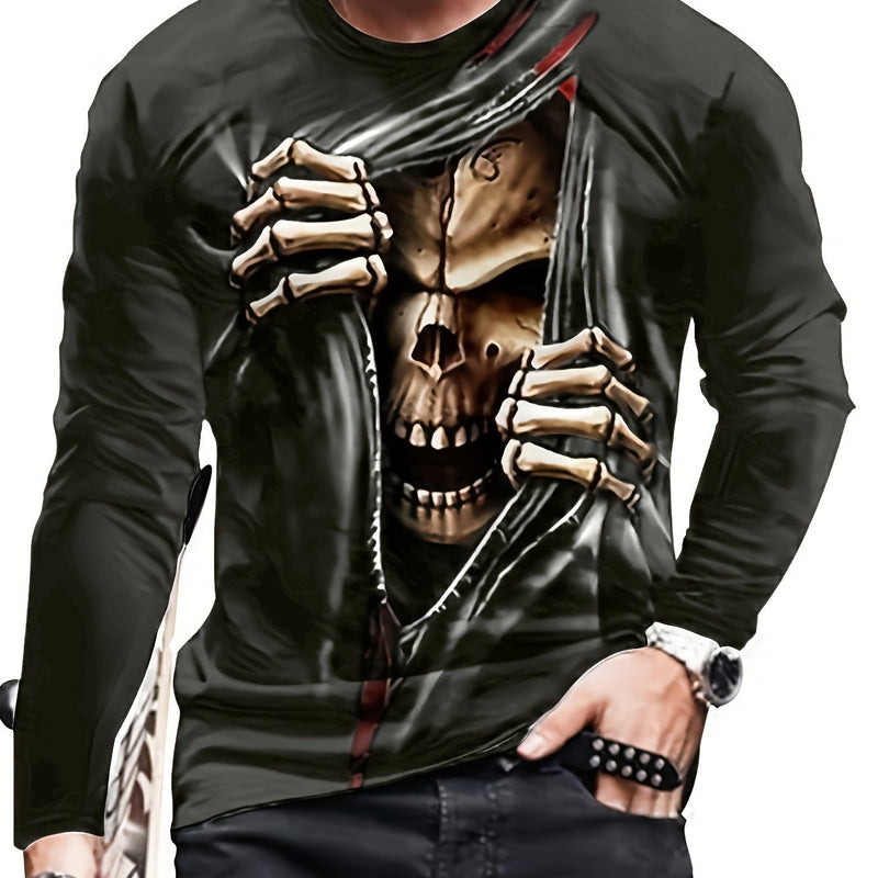 Camiseta gráfica con estampado de calavera 3D de Halloween para hombre, ropa informal de verano y camiseta novedosa para estar en casa - SACASUSA