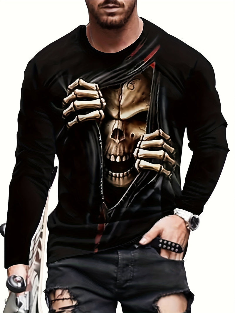 Camiseta gráfica con estampado de calavera 3D de Halloween para hombre, ropa informal de verano y camiseta novedosa para estar en casa - SACASUSA