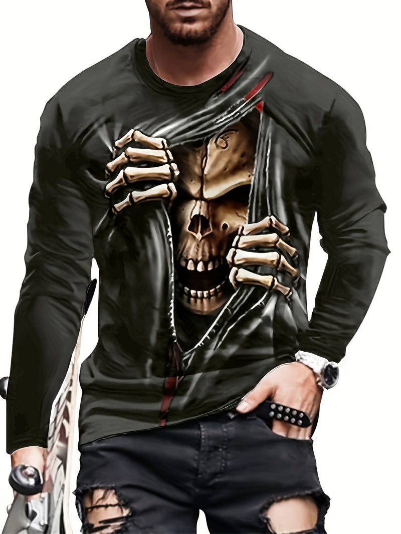 Camiseta gráfica con estampado de calavera 3D de Halloween para hombre, ropa informal de verano y camiseta novedosa para estar en casa - SACASUSA