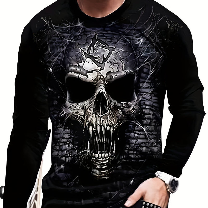 Camiseta gráfica con estampado de calavera 3D de Halloween para hombre, ropa informal de verano y camiseta novedosa para estar en casa - SACASUSA