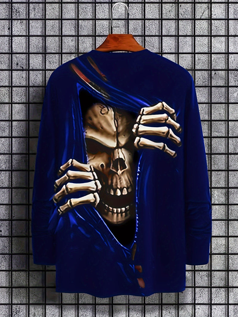 Camiseta gráfica con estampado de calavera 3D de Halloween para hombre, ropa informal de verano y camiseta novedosa para estar en casa - SACASUSA