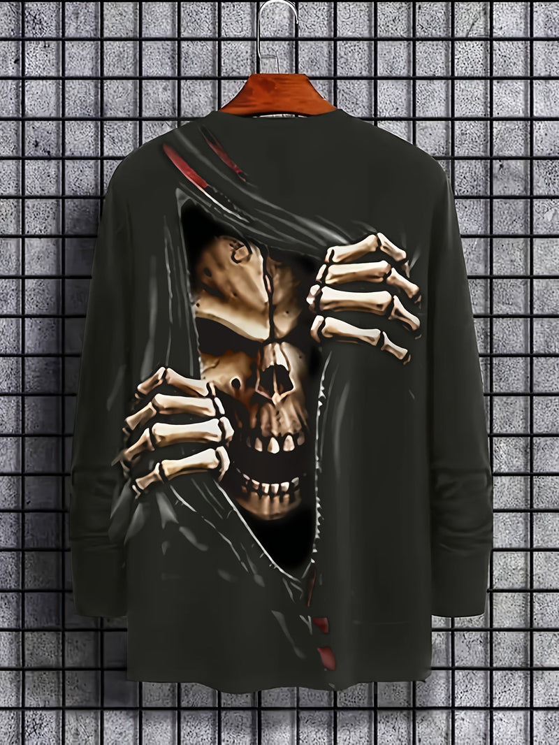 Camiseta gráfica con estampado de calavera 3D de Halloween para hombre, ropa informal de verano y camiseta novedosa para estar en casa - SACASUSA