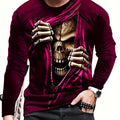 Camiseta gráfica con estampado de calavera 3D de Halloween para hombre, ropa informal de verano y camiseta novedosa para estar en casa - SACASUSA