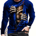 Camiseta gráfica con estampado de calavera 3D de Halloween para hombre, ropa informal de verano y camiseta novedosa para estar en casa - SACASUSA