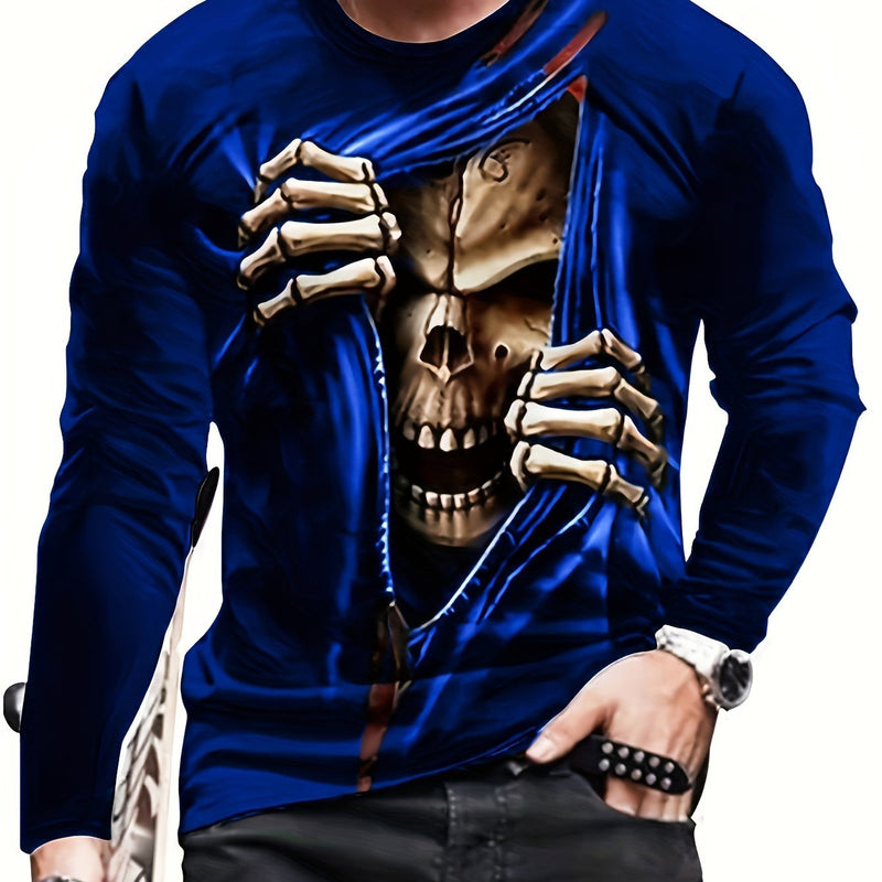 Camiseta gráfica con estampado de calavera 3D de Halloween para hombre, ropa informal de verano y camiseta novedosa para estar en casa - SACASUSA