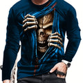 Camiseta gráfica con estampado de calavera 3D de Halloween para hombre, ropa informal de verano y camiseta novedosa para estar en casa - SACASUSA