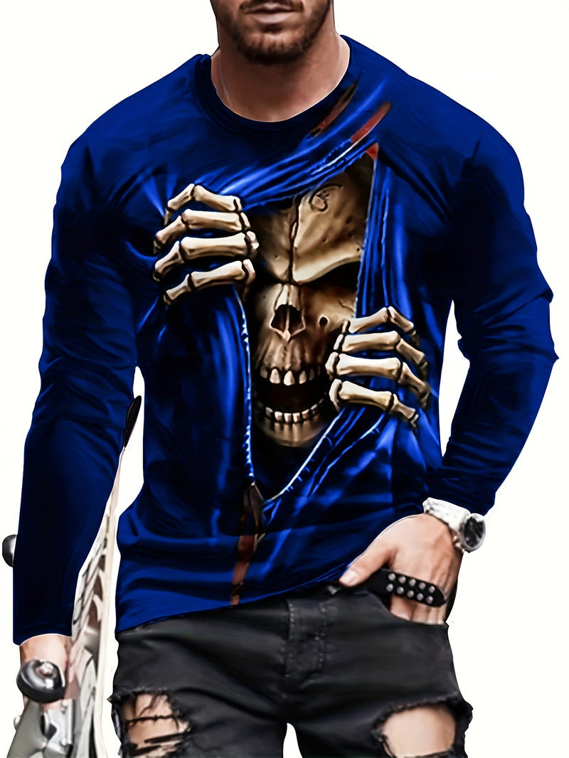 Camiseta gráfica con estampado de calavera 3D de Halloween para hombre, ropa informal de verano y camiseta novedosa para estar en casa - SACASUSA