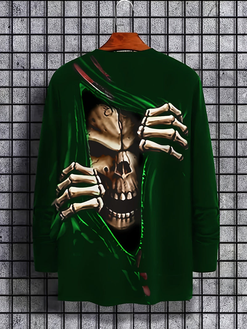 Camiseta gráfica con estampado de calavera 3D de Halloween para hombre, ropa informal de verano y camiseta novedosa para estar en casa - SACASUSA