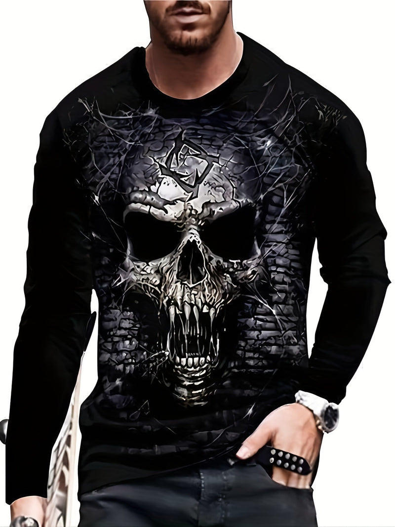 Camiseta gráfica con estampado de calavera 3D de Halloween para hombre, ropa informal de verano y camiseta novedosa para estar en casa - SACASUSA