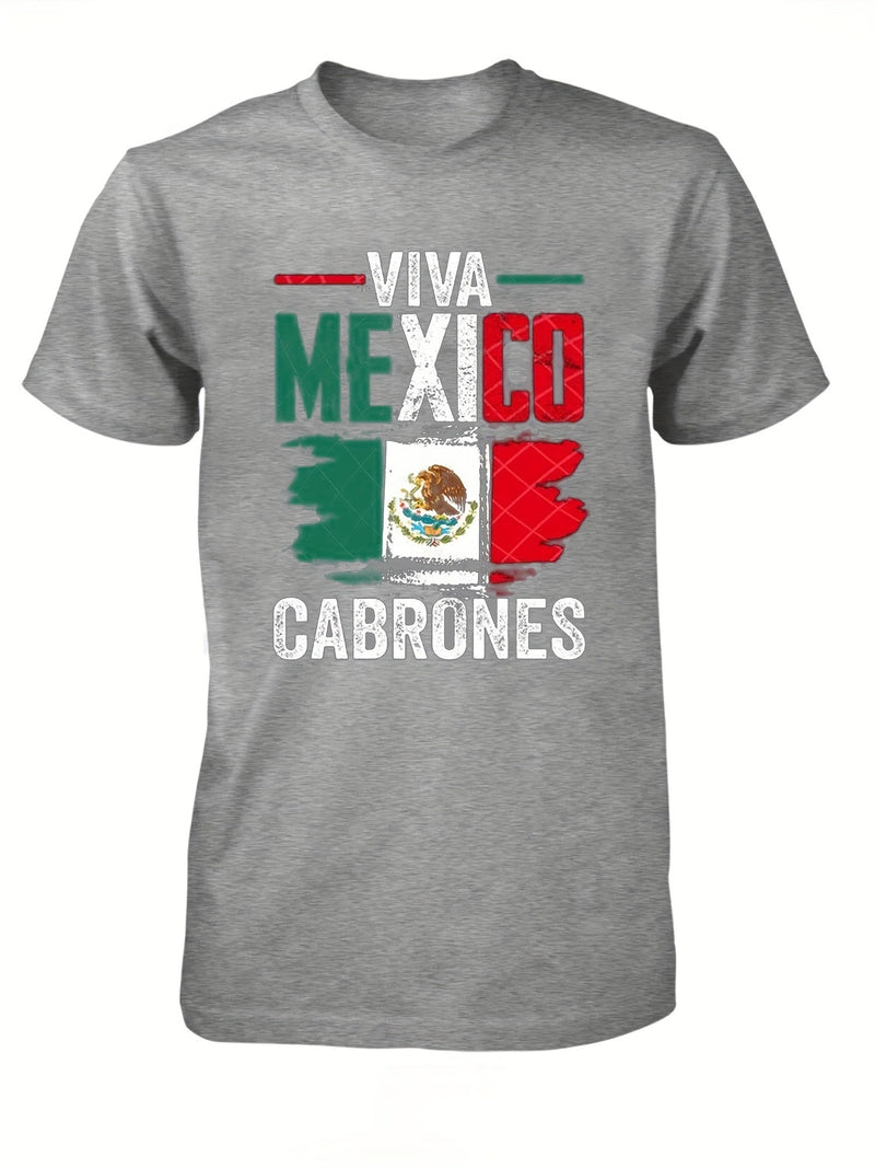 Camiseta Gráfica Con Impresión "VIVA MEXICO", Cómodas Casuales Para El Verano, Ropa De Hombre - SACASUSA