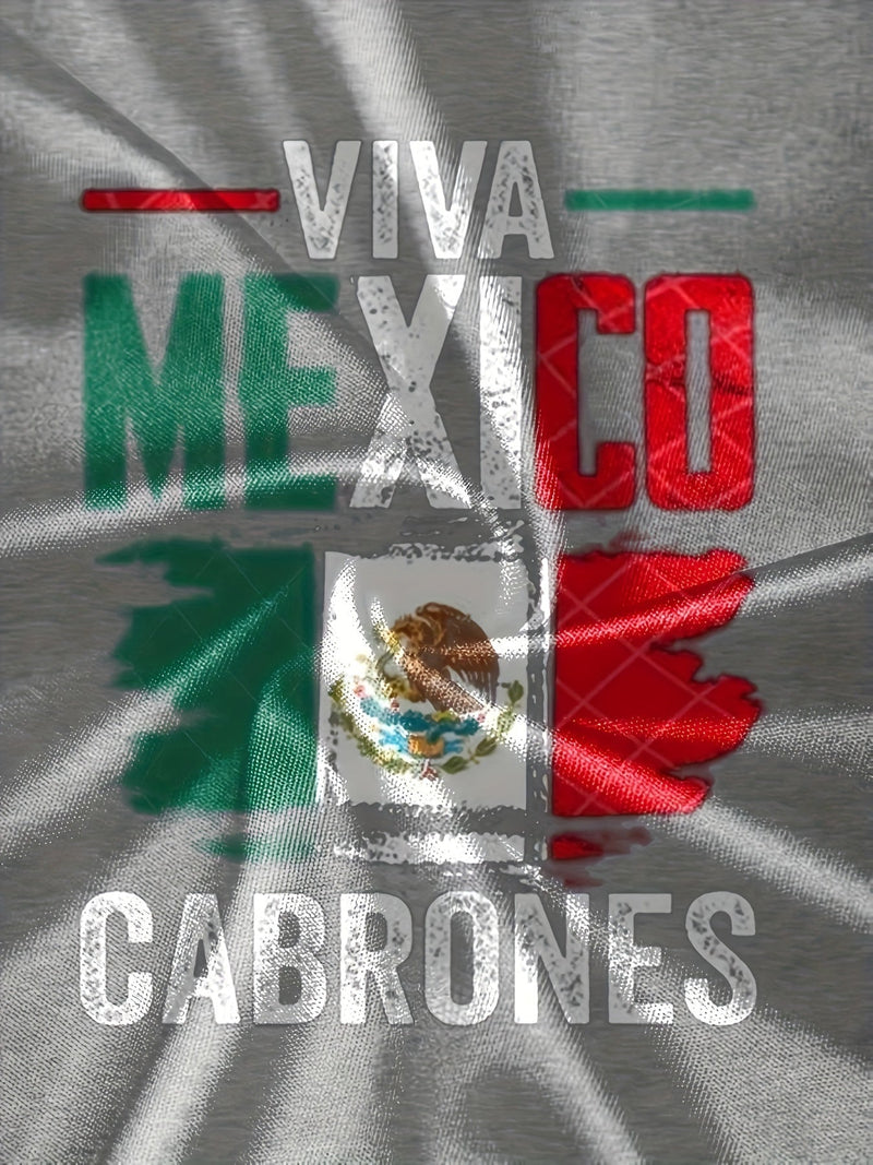 Camiseta Gráfica Con Impresión "VIVA MEXICO", Cómodas Casuales Para El Verano, Ropa De Hombre - SACASUSA