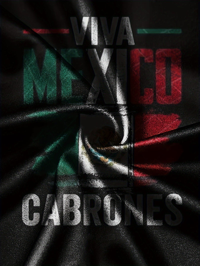 Camiseta Gráfica Con Impresión "VIVA MEXICO", Cómodas Casuales Para El Verano, Ropa De Hombre - SACASUSA