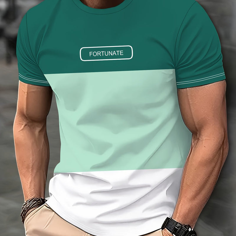 Camiseta Gráfica de Alfabeto para Hombre - Top de Cuello Redondo para Verano, Camisa Casual de Punto Cómoda, Duradera y Fácil de Cuidar - SACASUSA