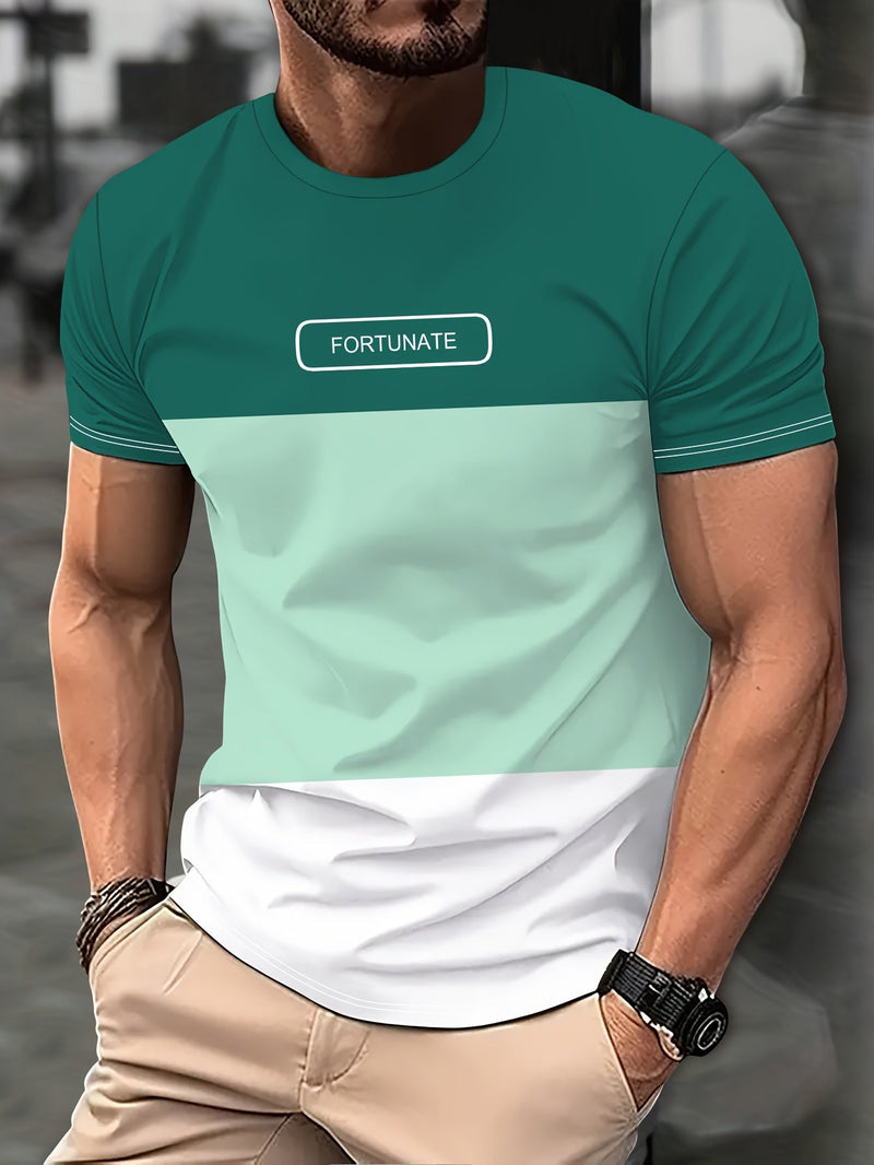 Camiseta Gráfica de Alfabeto para Hombre - Top de Cuello Redondo para Verano, Camisa Casual de Punto Cómoda, Duradera y Fácil de Cuidar - SACASUSA