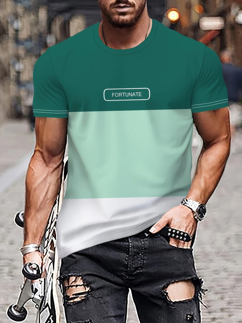 Camiseta Gráfica de Alfabeto para Hombre - Top de Cuello Redondo para Verano, Camisa Casual de Punto Cómoda, Duradera y Fácil de Cuidar - SACASUSA