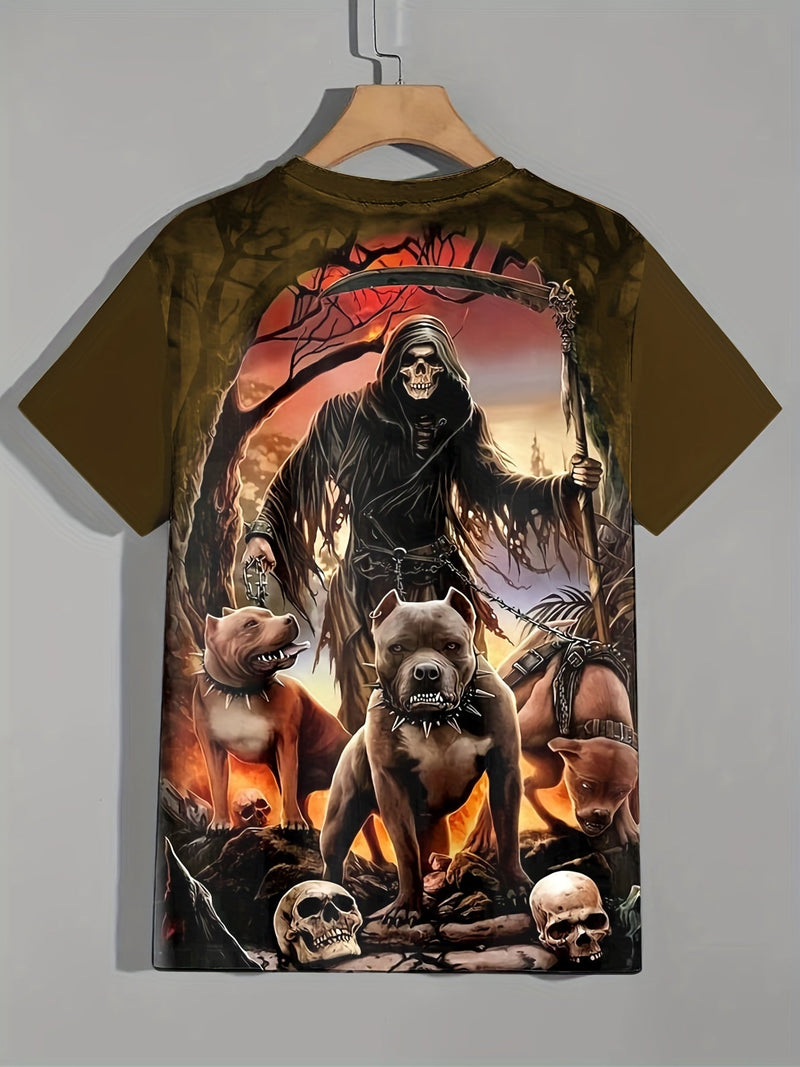 Camiseta/remera/playera Con cuello redondo Para Hombre con Estampado De Perro Esqueleto para Halloween, Ropa De Dormir Y Ropa De Noche Cómoda De Verano - SACASUSA