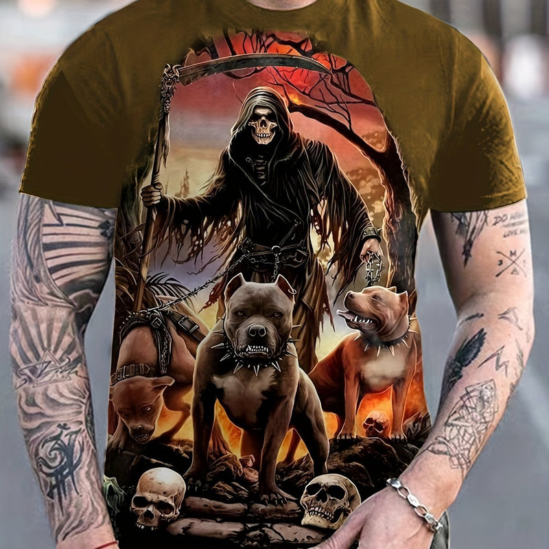 Camiseta/remera/playera Con cuello redondo Para Hombre con Estampado De Perro Esqueleto para Halloween, Ropa De Dormir Y Ropa De Noche Cómoda De Verano - SACASUSA