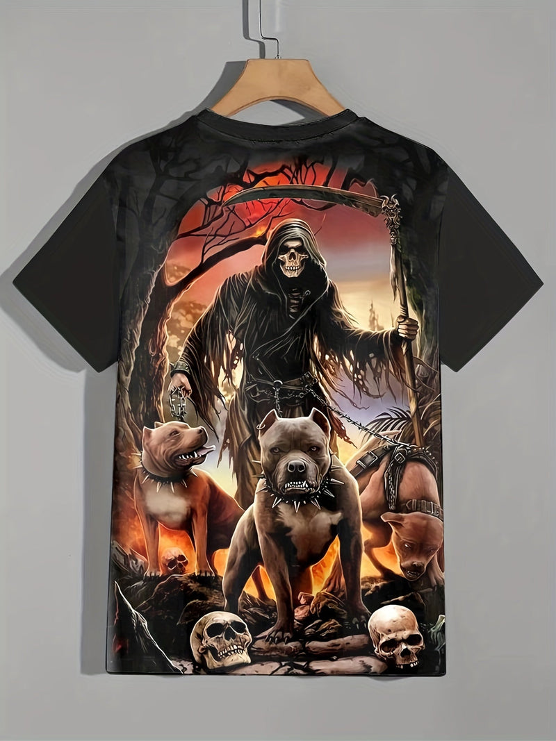 Camiseta/remera/playera Con cuello redondo Para Hombre con Estampado De Perro Esqueleto para Halloween, Ropa De Dormir Y Ropa De Noche Cómoda De Verano - SACASUSA