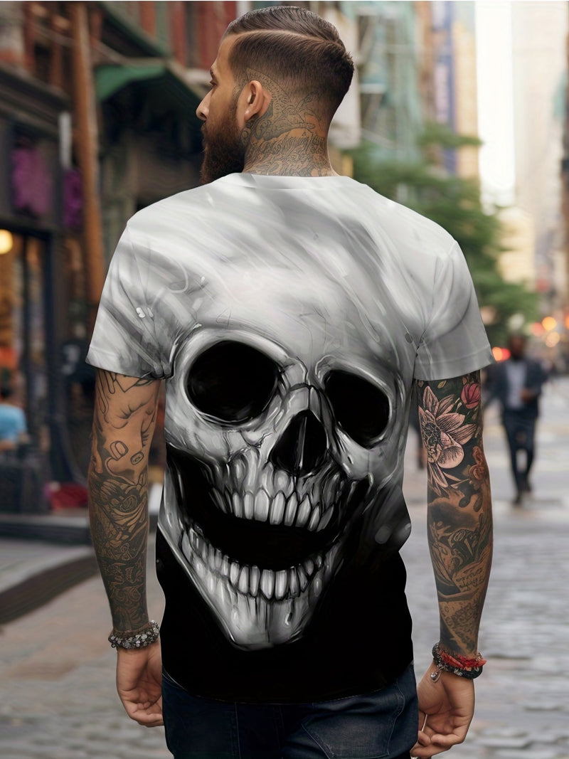 Camisetas de cuello redondo con estampado de calavera en 3D para hombre, Remeras gráficas de manga corta cómodas y transpirables, ropa de verano para hombre, Playeras novedosa para actividades al aire libre - SACASUSA