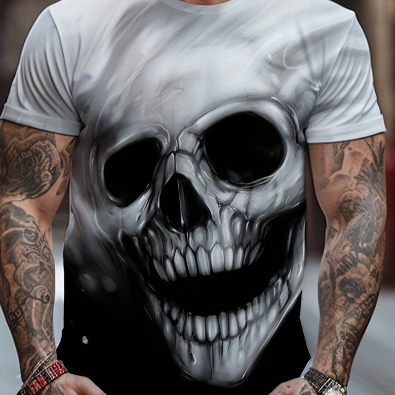 Camisetas de cuello redondo con estampado de calavera en 3D para hombre, Remeras gráficas de manga corta cómodas y transpirables, ropa de verano para hombre, Playeras novedosa para actividades al aire libre - SACASUSA