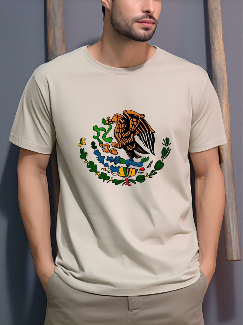 Camisetas De Impresión De Elementos Mexicanos Para Hombres, Camiseta Casual De Cuello Redondo, Camiseta De Manga Corta Para El Verano - SACASUSA