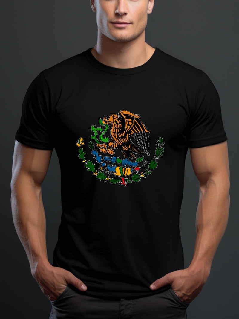 Camisetas De Impresión De Elementos Mexicanos Para Hombres, Camiseta Casual De Cuello Redondo, Camiseta De Manga Corta Para El Verano - SACASUSA