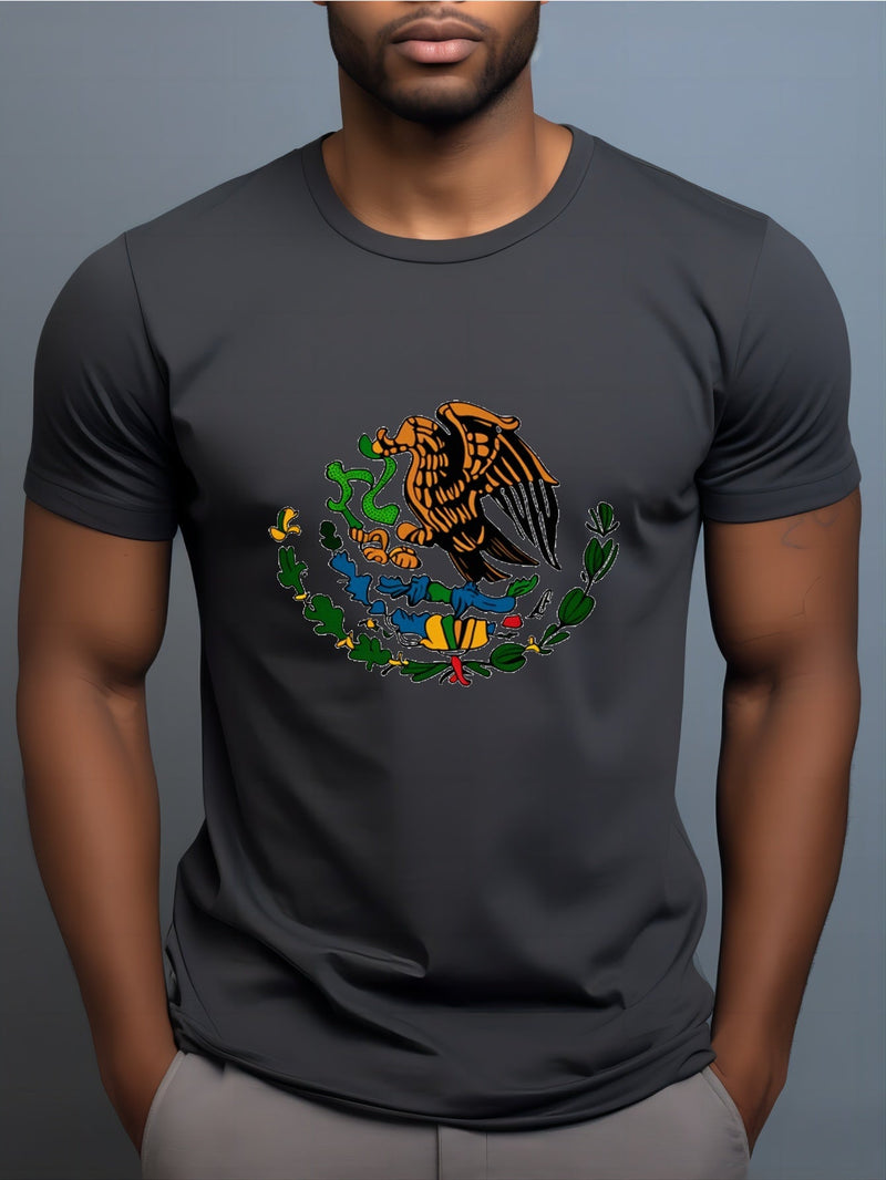 Camisetas De Impresión De Elementos Mexicanos Para Hombres, Camiseta Casual De Cuello Redondo, Camiseta De Manga Corta Para El Verano - SACASUSA