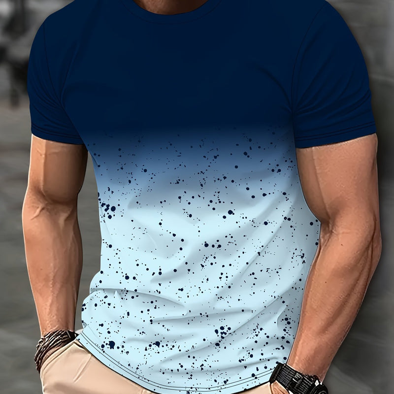 Camisetas Degradadas Casuales De Cuello Redondo Para Hombres, Camisetas Gráficas Casuales, Tops Cómodos De Manga Corta, Tops De Pijama Novedosos Para Hombres - SACASUSA