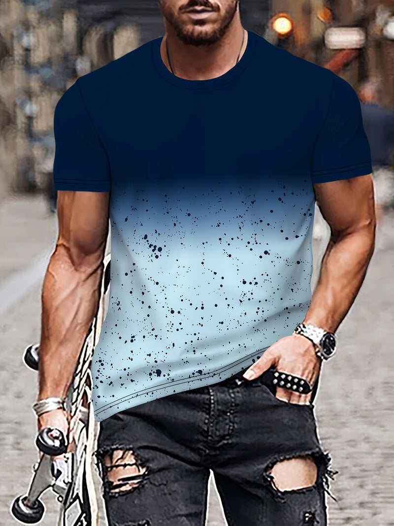 Camisetas Degradadas Casuales De Cuello Redondo Para Hombres, Camisetas Gráficas Casuales, Tops Cómodos De Manga Corta, Tops De Pijama Novedosos Para Hombres - SACASUSA