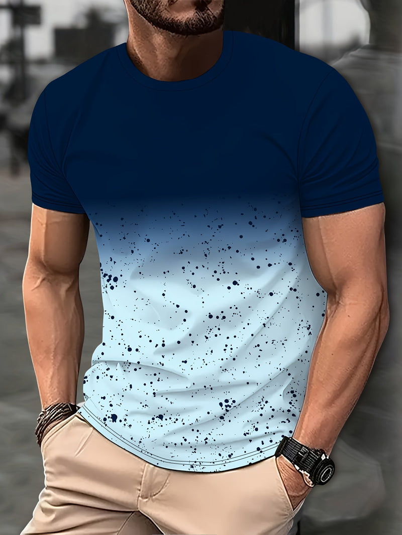 Camisetas Degradadas Casuales De Cuello Redondo Para Hombres, Camisetas Gráficas Casuales, Tops Cómodos De Manga Corta, Tops De Pijama Novedosos Para Hombres - SACASUSA