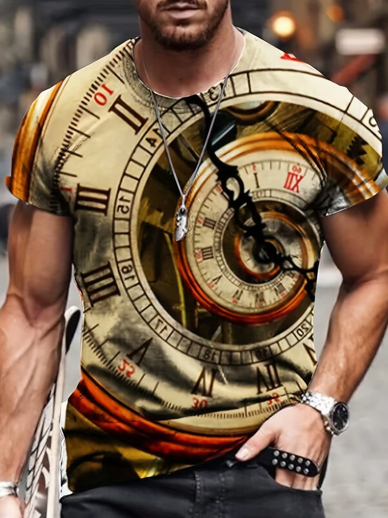 Camisetas Divertidas De Cuello Redondo Engranaje Criptográfico Con Impresión Abstracta De Reloj En 3D Para Hombre, Camisetas Gráficas Casuales, Camisetas De Manga Corta Ajustadas, Ropa De Verano Para Hombres, Pijamas Novedosos Para Hombres - SACASUSA