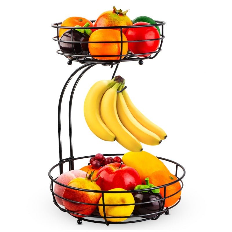 Canasta de Fruta de Hierro Premium de 2 Niveles: Organizador Multipropósito para el Hogar y la Cocina Con Gran Capacidad para Frutas, Verduras, Panes y Snacks - SACASUSA