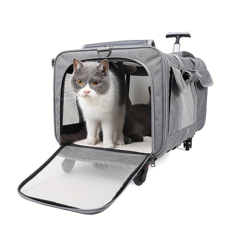 Carrito de Mascota Portátil Extra Grande: Desmontable y Plegable, Hecho de Poliéster Duradero, Cierre Seguro con Cremallera - Perfecto para Viaje de Perros y Gatos - SACASUSA