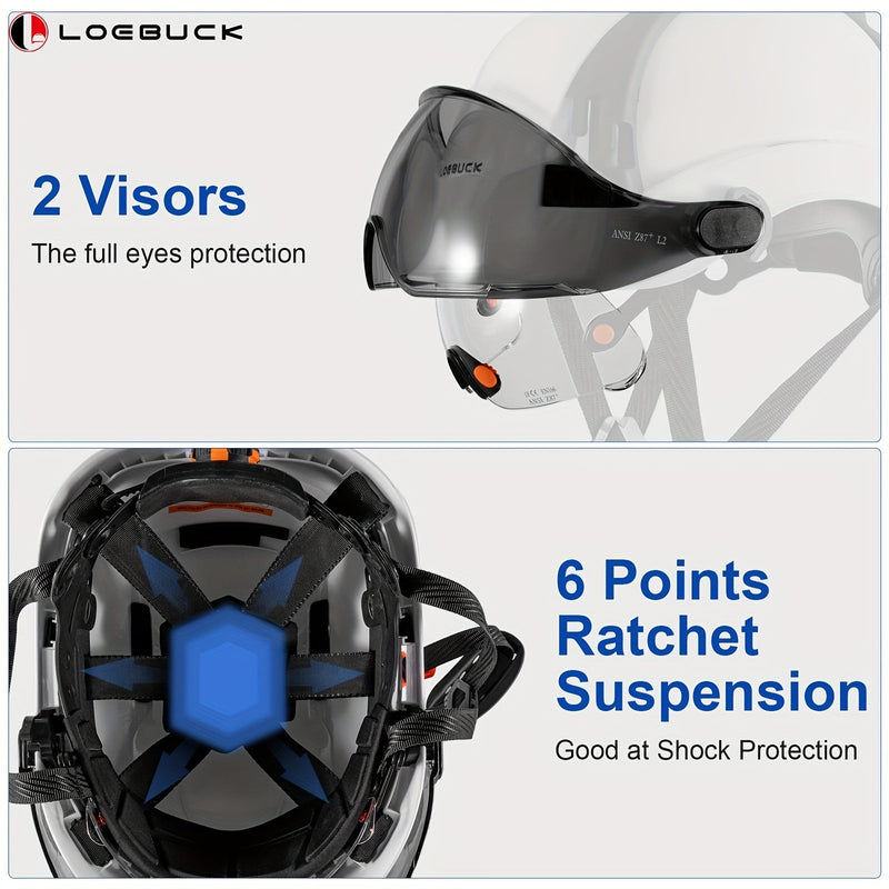 Casco de Seguridad LOEBUCK Liviano con Ventilación - Sombrero Duro Aprobado por ANSI Z89.1, Suspensión Ajustable de 6 Puntos, ABS Duradero para Trabajo Industrial y de Construcción - SACASUSA