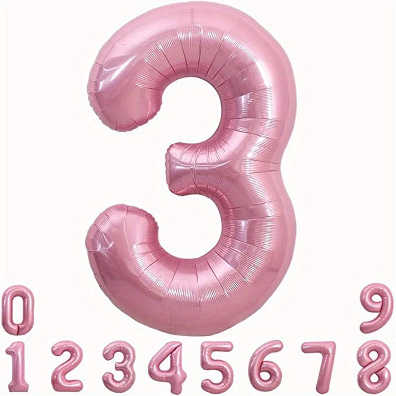 "¡Celebra con Estilo: Globos Numéricos de 40"" en Rosa Macaron de Helio y Aluminio (0-9) - Perfectos para Cumpleaños, Graduaciones, Aniversarios - Incluye Cinta & Pajita, Apto para 14+" - SACASUSA