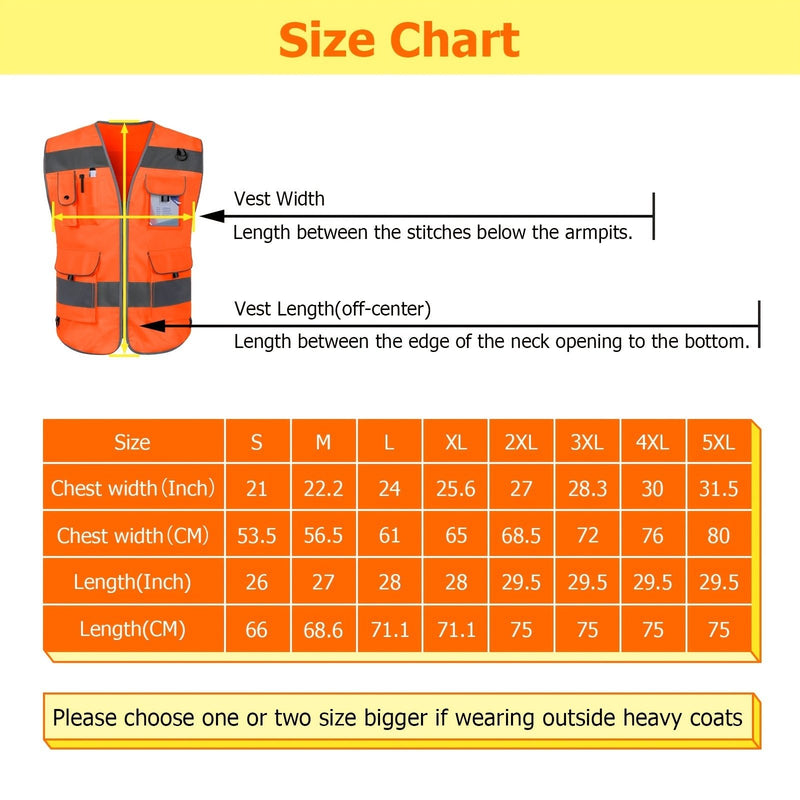 Chaleco de seguridad de alta visibilidad premium, conforme a ANSI/ISEA, con 9 bolsillos - Reforzado con tela resistente de 120g - Ideal para topógrafos, conductores y trabajadores de almacén - SACASUSA