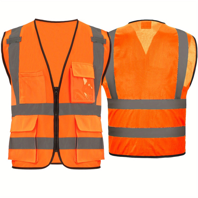 Chaleco De Seguridad Reflectante Naranja Con Bolsillos De Clase Visibilidad Seguridad Con Cremallera Chalecos De Seguridad De Alta Visibilidad Con Tiras Reflectantes Estándar ANSI/ISEA Chaleco De Trabajo De Construcción Para Hombres Y Mujeres DP Safety - SACASUSA