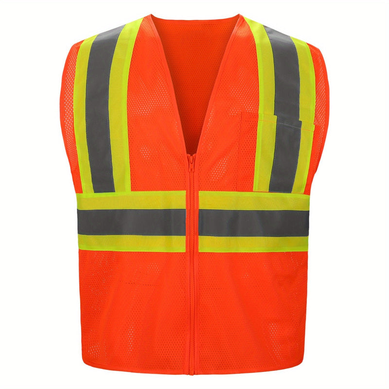 Chaleco De Seguridad Reflectante Naranja De Clase De Visibilidad Con Cremallera, Chaleco De Alta Visibilidad Con Tiras Reflectantes, Estándar ANSI/ISEA, Chaleco De Trabajo De Construcción Para Hombres Y Mujeres, DP Safety - SACASUSA