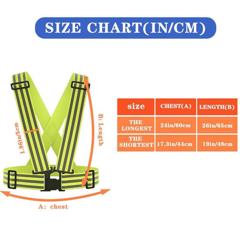 Chaleco para correr Hebilla ajustable de seguridad de alta visibilidad, tira reflectante, Clip frontal de acceso rápido Cobertura de 360 grados - SACASUSA