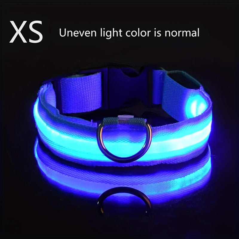 Collar LED de Seguridad Nocturna para Perros Pequeños y Medianos - Ajustable, Funciona con Batería, Brillo Intermitente, Mejora la Visibilidad y Seguridad en Paseos Nocturnos - SACASUSA