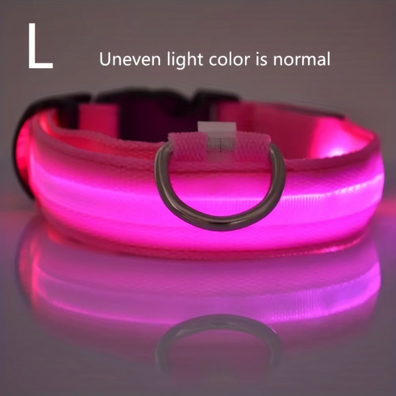 Collar LED de Seguridad Nocturna para Perros Pequeños y Medianos - Ajustable, Funciona con Batería, Brillo Intermitente, Mejora la Visibilidad y Seguridad en Paseos Nocturnos - SACASUSA