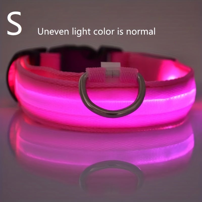 Collar LED de Seguridad Nocturna para Perros Pequeños y Medianos - Ajustable, Funciona con Batería, Brillo Intermitente, Mejora la Visibilidad y Seguridad en Paseos Nocturnos - SACASUSA