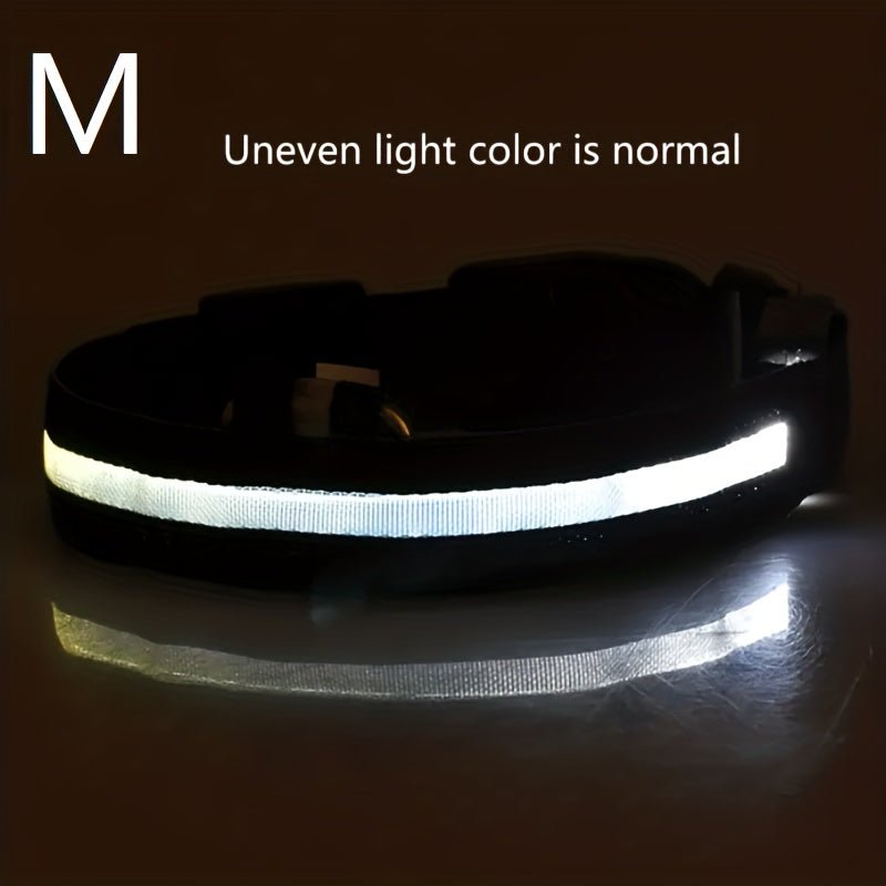 Collar LED de Seguridad Nocturna para Perros Pequeños y Medianos - Ajustable, Funciona con Batería, Brillo Intermitente, Mejora la Visibilidad y Seguridad en Paseos Nocturnos - SACASUSA